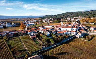 An aerial view of the village of Favaios, Portugal